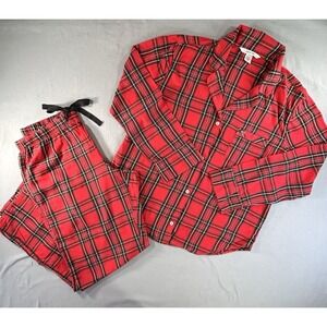 Victoria's Secret Red Flannel Plaid Pajama Set Women's Medium Sleepwear